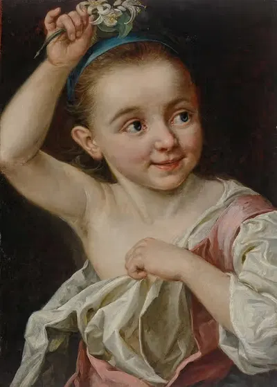 Молодая девушка с цветком by Иоганн Николаус Грот, 1767 — digital art print download