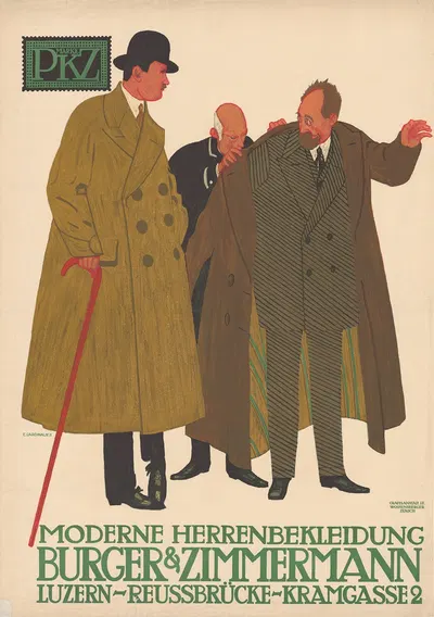 Marke PKZ – Moderne Herrenbekleidung – Burger & Zimmermann by Эмиль Кардина, 1911 — digital art print download