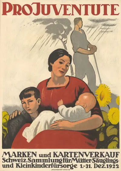 Pro Juventute – Marken und Kartenverkauf Schweiz by Эмиль Кардина, 1922 — digital art print download