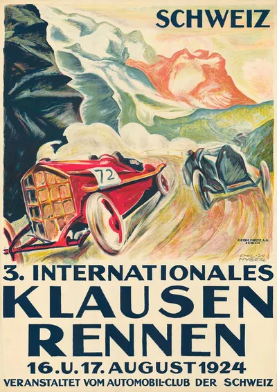 3. Internationales Klausenrennen by Эмиль Хубер, 1924 — digital art print download