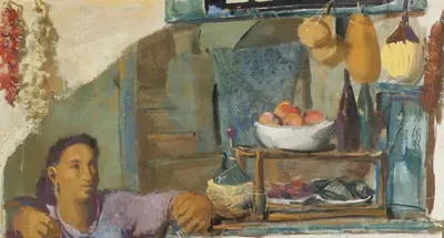 Магазин на тротуаре, Капри by Александр Жаковлев, 1929 — digital art print download