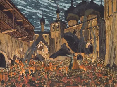 Декорация для первого акта "Псковитянки by Александр Яковлевич Головин — digital art print download