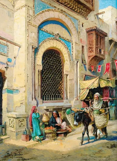 The Orange Merchant In Cairo by Anton Binder — digital art print download