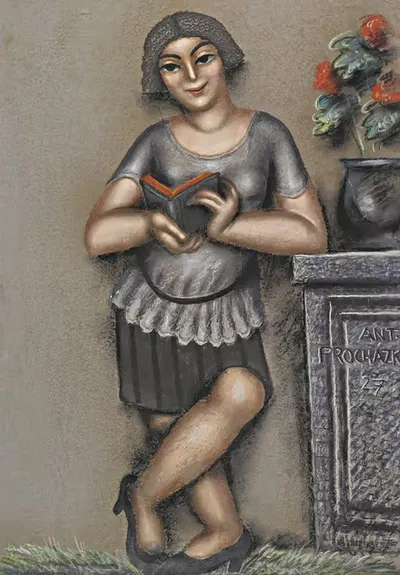 Girl Reading by Antonin Procházka, 1927 — digital art print download