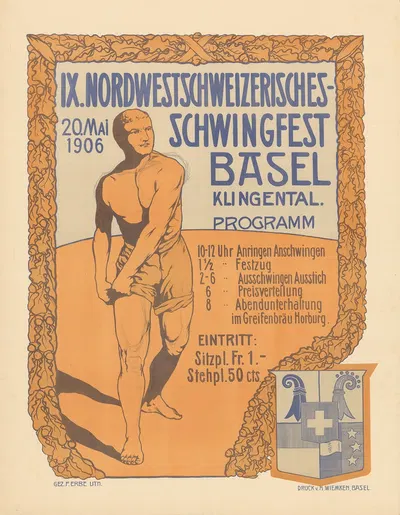 IX. Nordwestschweizerisches Schwingfest – Basel by Ferdinand Erbe, 1906 — digital art print download