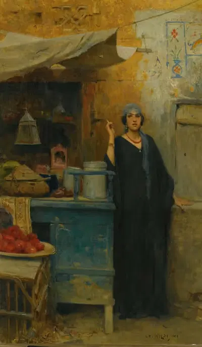 Girl By a Market Stall by Charles Wilda, 1906 — digital art print download