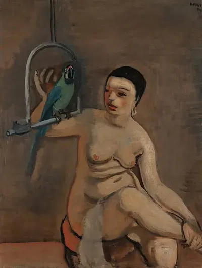 Woman With Parrot by Georges Kars, 1929 — digital art print download