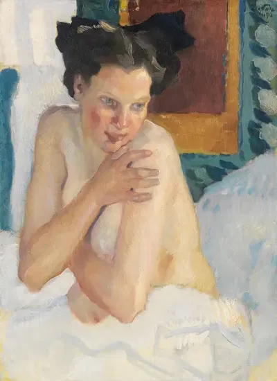 Erwachen (Sitzender Halbakt) by Leo Putz, 1912 — digital art print download