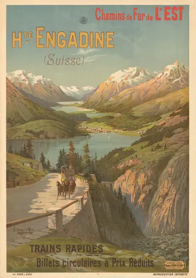 Chemins de fer de l’Est – Hte. Engadine (Suisse) – Trains rapides by Фредерик Уго д’Алези — digital art print download