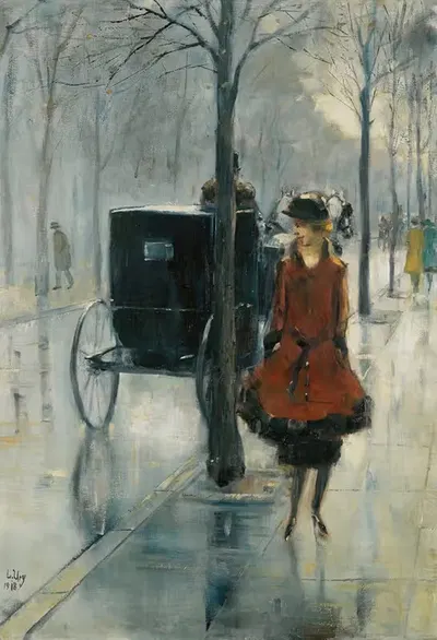 Уличная сцена с женщиной, Берлин by Лессер Ури, 1918 — digital art print download
