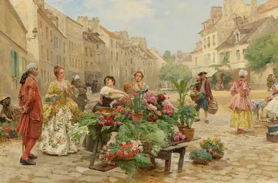 Рынок в XVIII веке by Луи Мари Де Шривер, 1900 — digital art print download