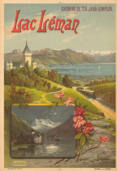 Lac Léman – Chemins de fer Jura-Simplon by Фредерик Уго д’Алези, 1895 — digital art print download