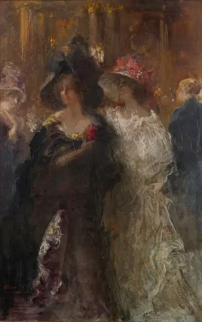 Две элегантные дамы by Помпейо Мариани, 1910 — digital art print download