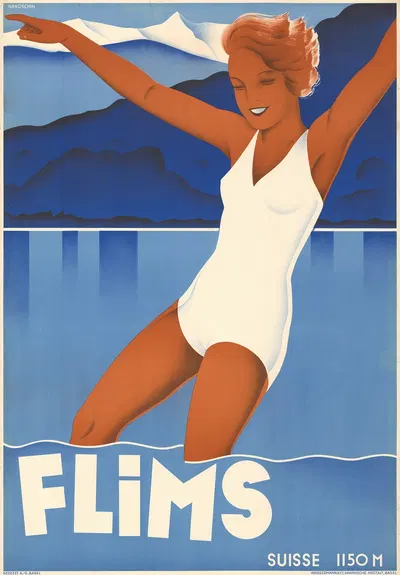 Flims by Johannes Handschin, 1939 — digital art print download