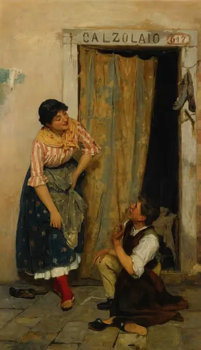 Italian Beauty In The Streets of Venice by Stefano Novo, 1889 — digital art print download
