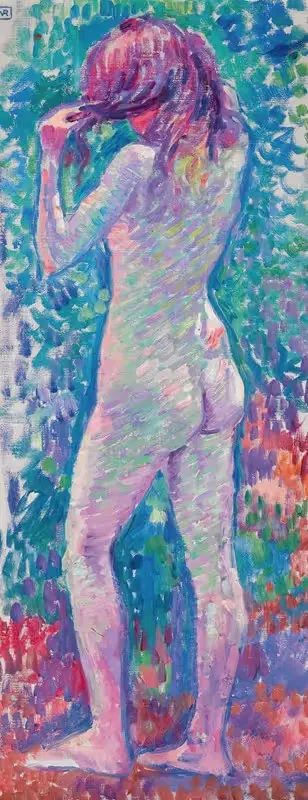 Обнаженная женщина сзади, причесывающая волосы by Тео ван Риссельберге, 1907 — digital art print download
