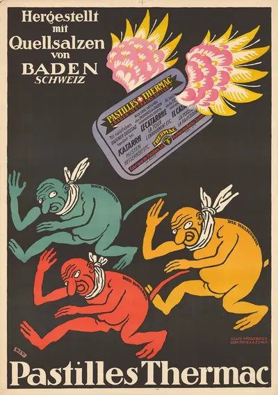 Pastilles Thermac – Hergestellt mit Quellsalzen von Baden, Schweiz by Йозеф фон Дивеки, 1920 — digital art print download