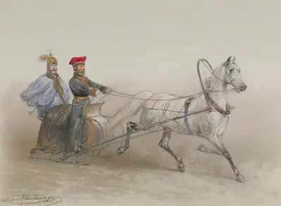 Поездка на санях by Адольф Иосифович Шарлемань, 1855 — digital art print download
