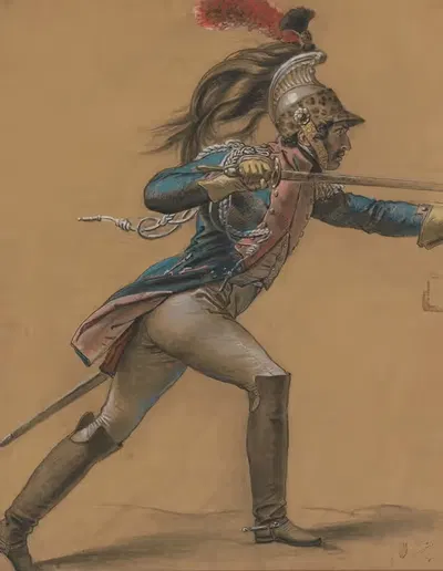 Французский драгуне, эскиз для 'Восстания в Каире' by Анн Луи Жироде-Триосон — digital art print download