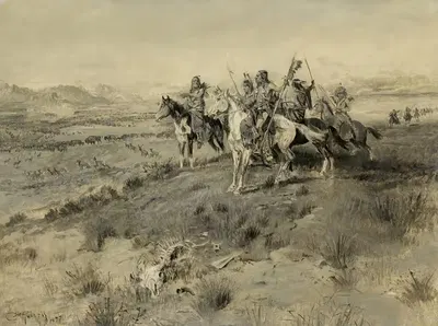 До прихода белого человека (индейская охота) by Шарль Марион Рассел, 1897 — digital art print download