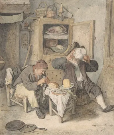 Сцена на кухне by Корнелис Дюсарт, 1687 — digital art print download
