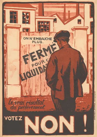 Le vrai résultat du prélèvement – Votez Non ! by Jules Courvoisier, 1922 — digital art print download