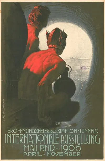 Eröffnungsfeier des Simplon-Tunnels – Internationale Ausstellung – Mailand – 1906 by Leopoldo Metlicovitz, 1906 — digital…