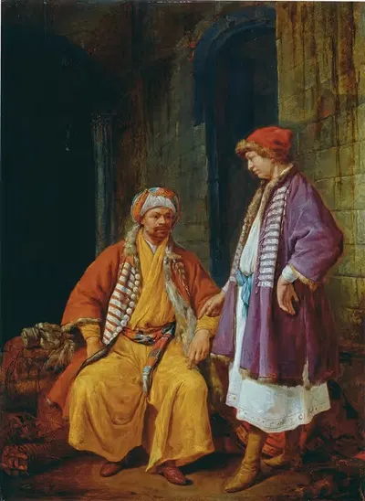 Два турецких купца беседуют by Якоб Туренвлит, 1660 — digital art print download