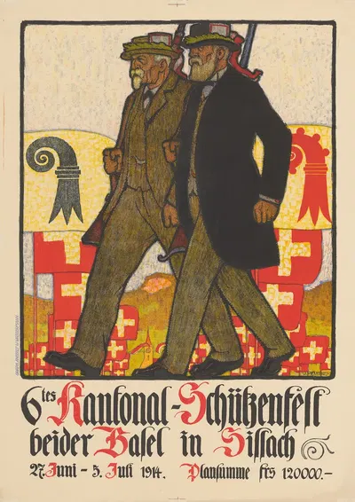 6tes Kantonal-Schützenfest beider Basel in Sissach by Otto Plattner, 1914 — digital art print download