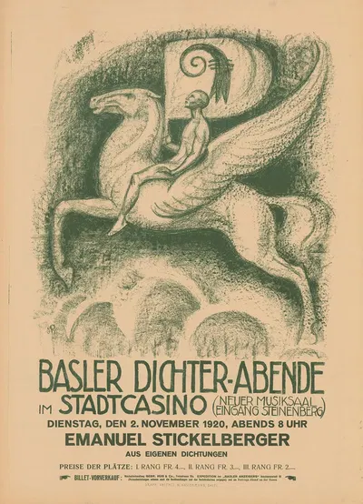Basler Dichter-Abende im Stadtcasino – Emanuel Stickelberger by Otto Plattner, 1920 — digital art print download