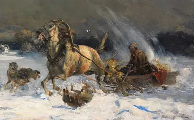 Нападение волков by Альфред фон Вирус-Ковальский, 1900 — digital art print download