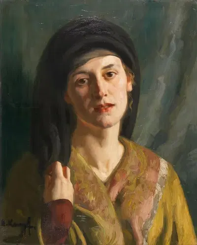 Porträt einer Frau in orientalischem Gewand by Arthur Kampf, 1925 — digital art print download