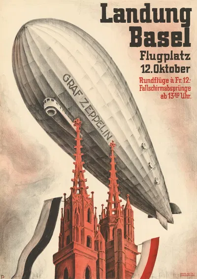 Graf Zeppelin – Landung Basel by Otto Plattner, 1930 — digital art print download