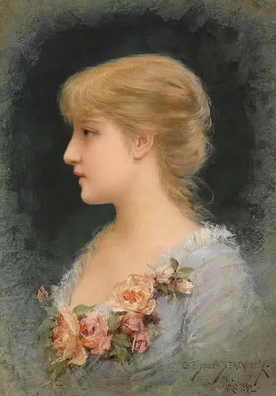 Портрет девушки by Эмиль Эйзман-Семеновский, 1882 — digital art print download
