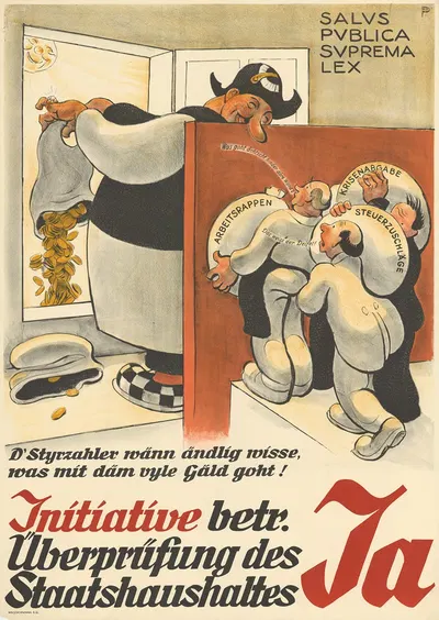 Initiative betr. Überprüfung des Staatshaushaltes – Ja by Otto Plattner, 1939 — digital art print download