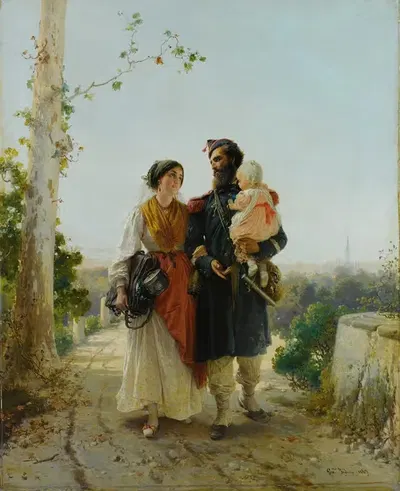 Возвращение с поля by Джероламо Индуньо, 1869 — digital art print download