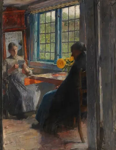 Женщины у садового окна by Готтхардт Кюль, 1890 — digital art print download