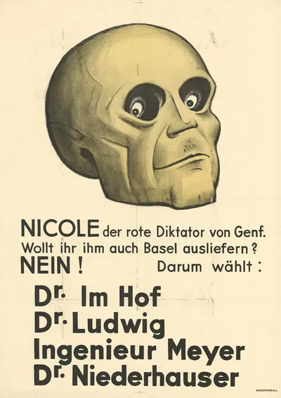 Nicole der rote Diktator von Genf. Wollt ihr ihm auch Basel ausliefern by Otto Plattner, 1935 — digital art print download