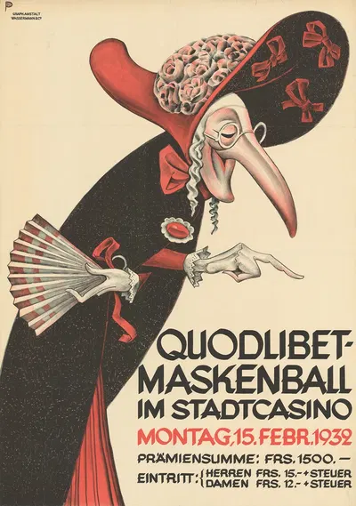 Quodlibet-Maskenball im Stadtcasino Basel by Otto Plattner, 1932 — digital art print download