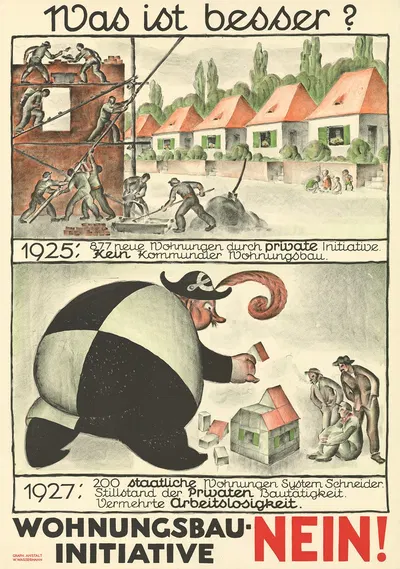Was ist besser – Wohnungsbau-Initiative Nein! by Otto Plattner, 1926 — digital art print download
