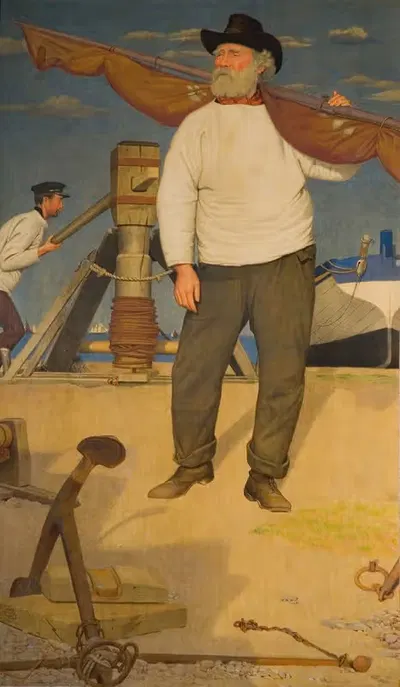 Рыбак, несущий парус by Джозеф Эдвард Саутолл, 1907 — digital art print download