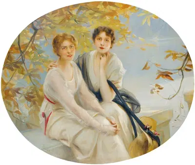 Портрет двух молодых женщин by Поль Эмиль Шабас, 1914 — digital art print download