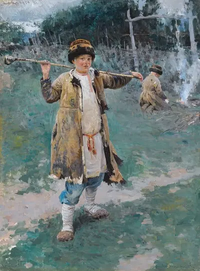 Деревенские мальчики by Сергей Арсеньевич Виноградов, 1895 — digital art print download