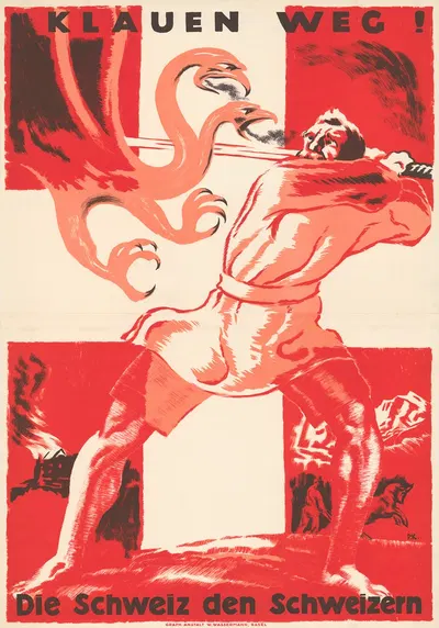 Klauen weg! – Die Schweiz den Schweizern by Paul Kammüller, 1919 — digital art print download