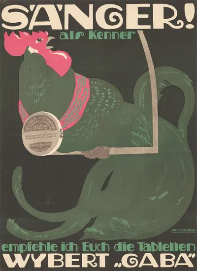 Sänger! Als Kenner empfehle ich Euch die Tabletten Wybert 'Gaba' by Paul Kammüller, 1915 — digital art print download