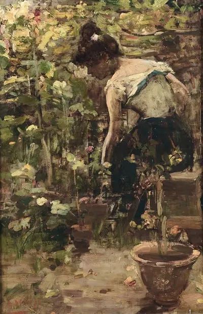 Девушка среди цветов by Алессандро Милези — digital art print download