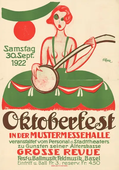 Oktoberfest in der Mustermessehalle – Grosse Revue by Paul Rudin, 1922 — digital art print download