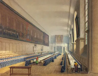 Hall of Christ’s Hospital by Augustus Charles Pugin, c. 1815 — digital art print download