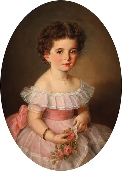 Портрет девушки с розами by Карл Тейблер, 1873 — digital art print download