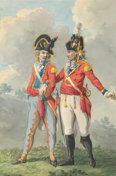 Два младших офицера Батавской армии by Ян Антоний Лангендайк, 1797 — digital art print download